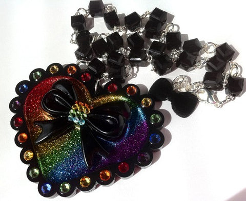 Rainbow JumBow Heart necklace